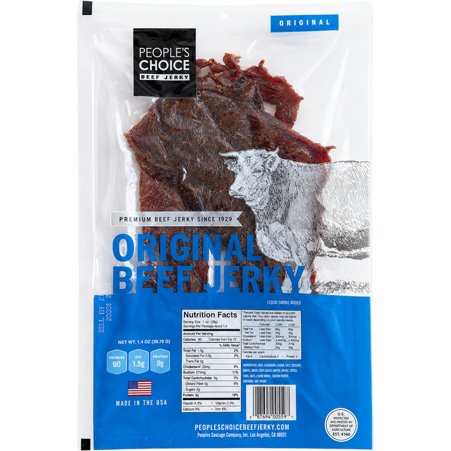 People's Choice Original Single Slab Beef Jerky 1.4 oz