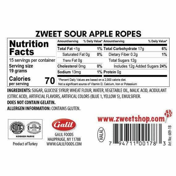 Sour Green Apple Ropes | Zweet | 10 oz