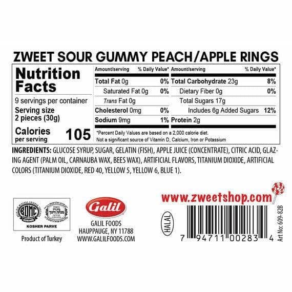 Gummy Peach and Apple Rings | Zweet | 10 oz