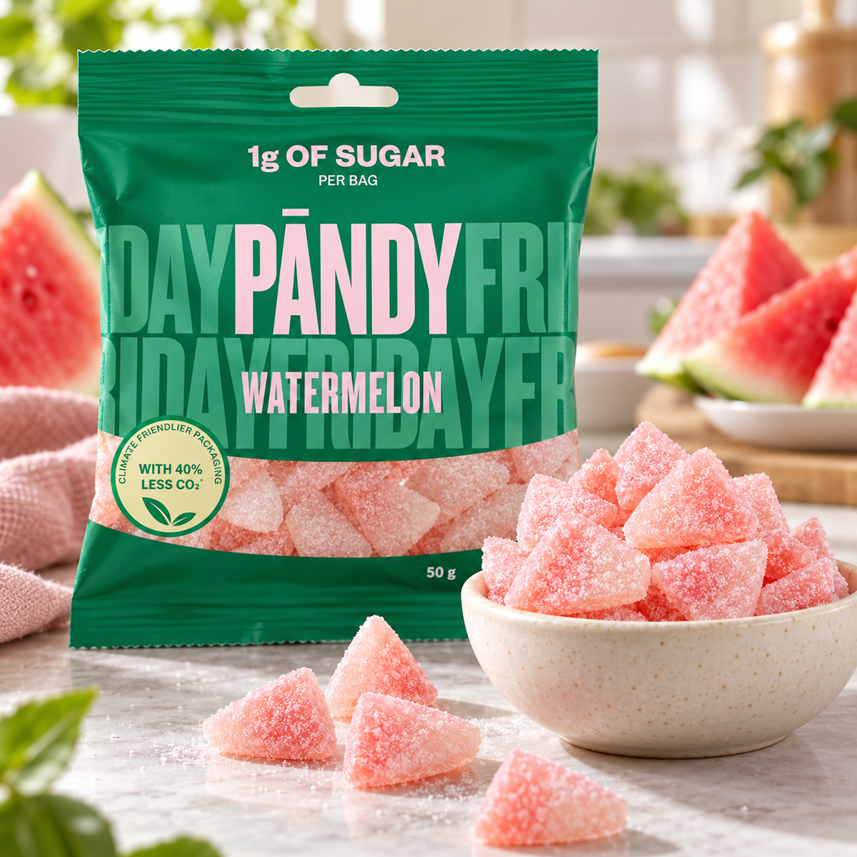 Pändy Watermelon – Low-Sugar Swedish Gummy Candy (50gr)