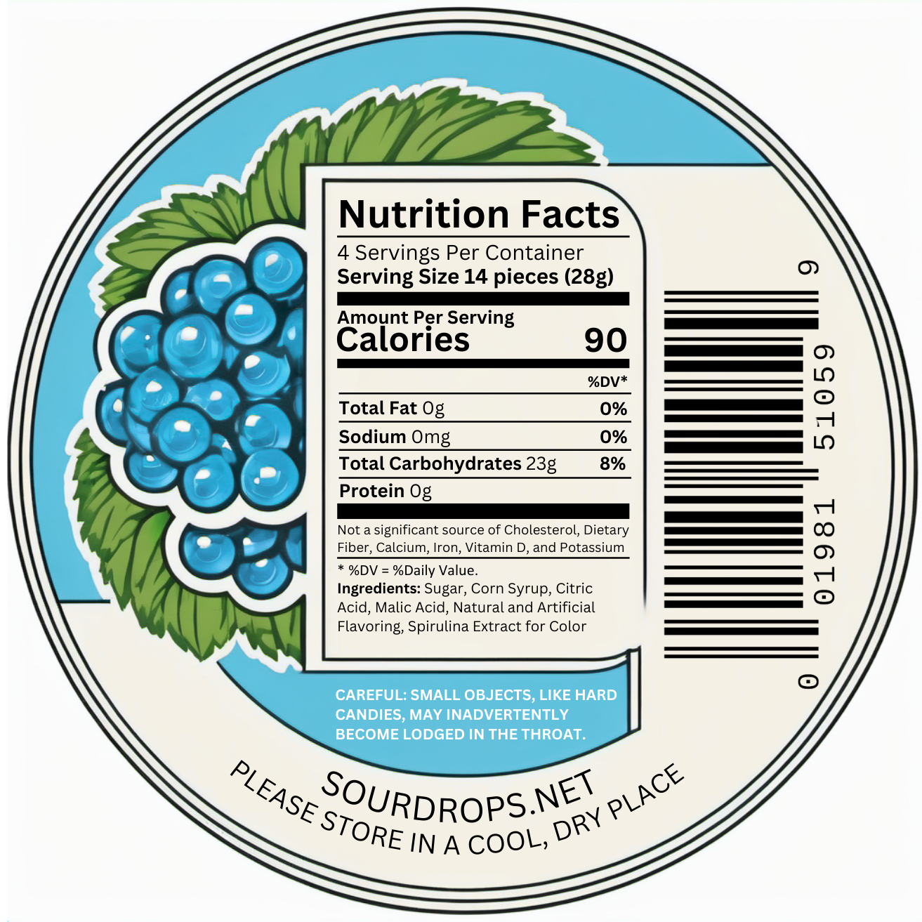 Blue Raspberry Sours: 3.5oz Dye-Free Candy Tins