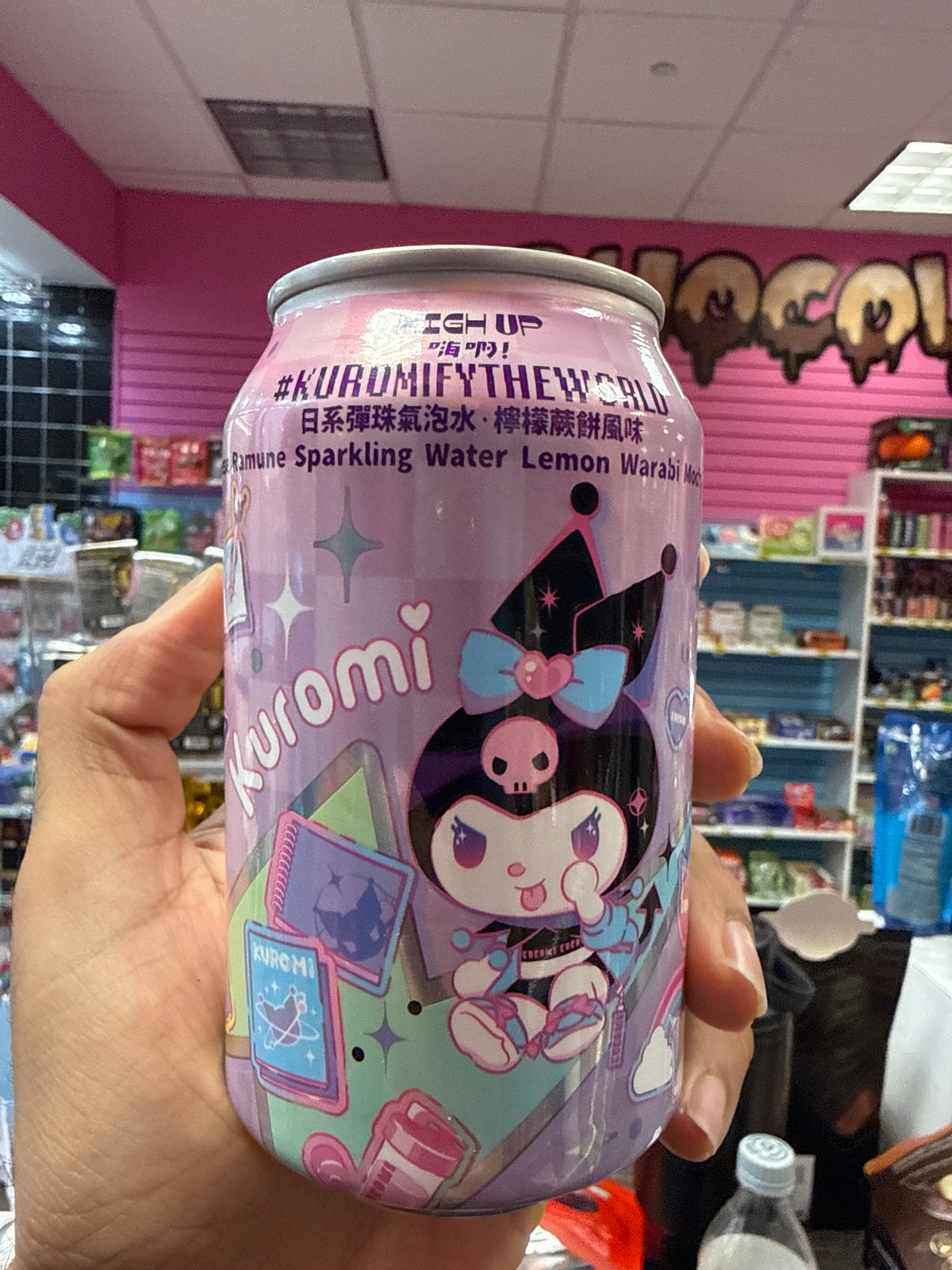 KUROMI, THE WORLD, JAPANESE RAHMAN, SPARKLING WATER, LEMON WARABI MOCHI FLAVOR PRODUCT OF TAIWAN 🇹🇼
