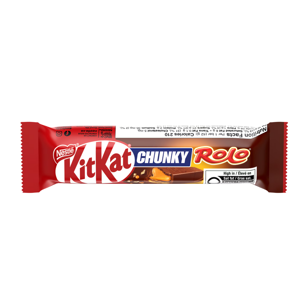Kit Kat Chunky Rolo Chocolate Bar - Canadian Version - 42 g. / 1.48 oz. (Bulk) 🇨🇦