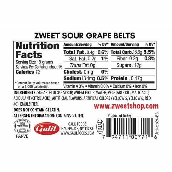 Sour Grape Belts | Zweet | 10 oz