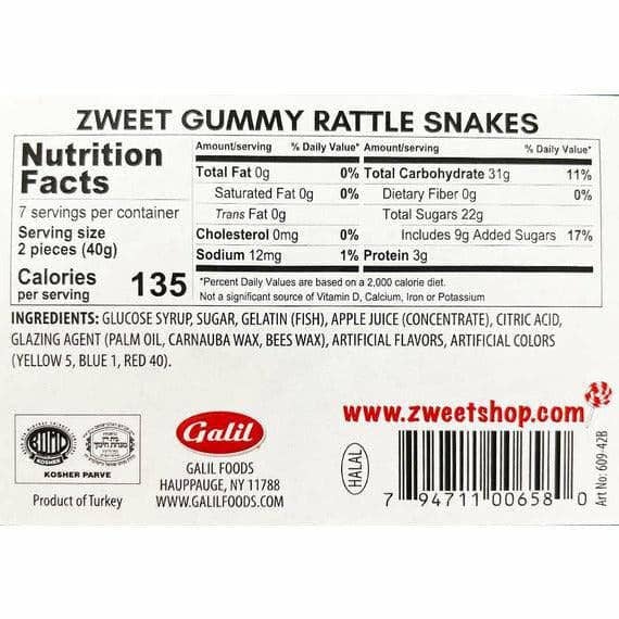 Gummy Rattle Snakes | Zweet | 10 oz
