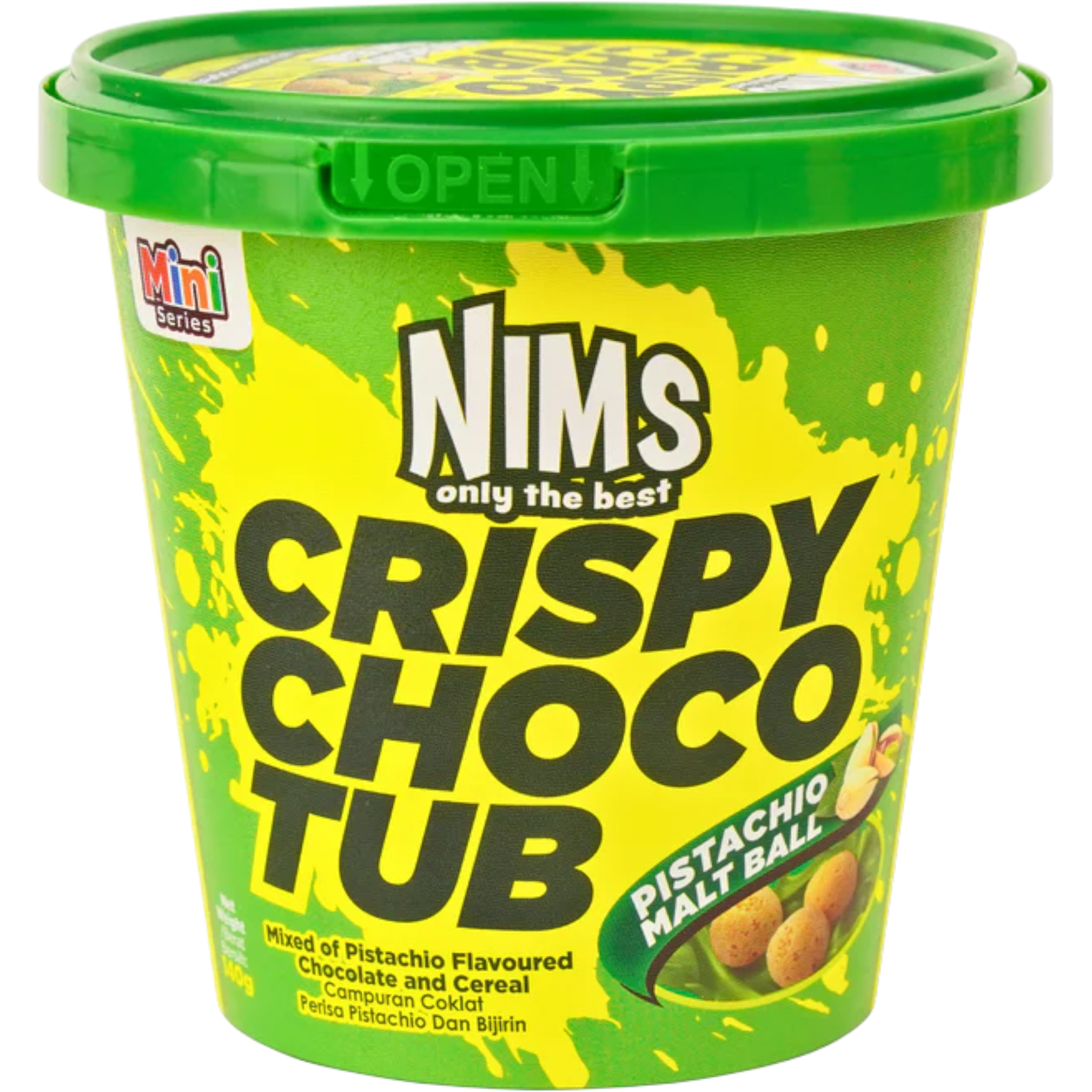 Nims Crispy Choco Tub Pistachio Malt Ball – Exotic Snack Guys