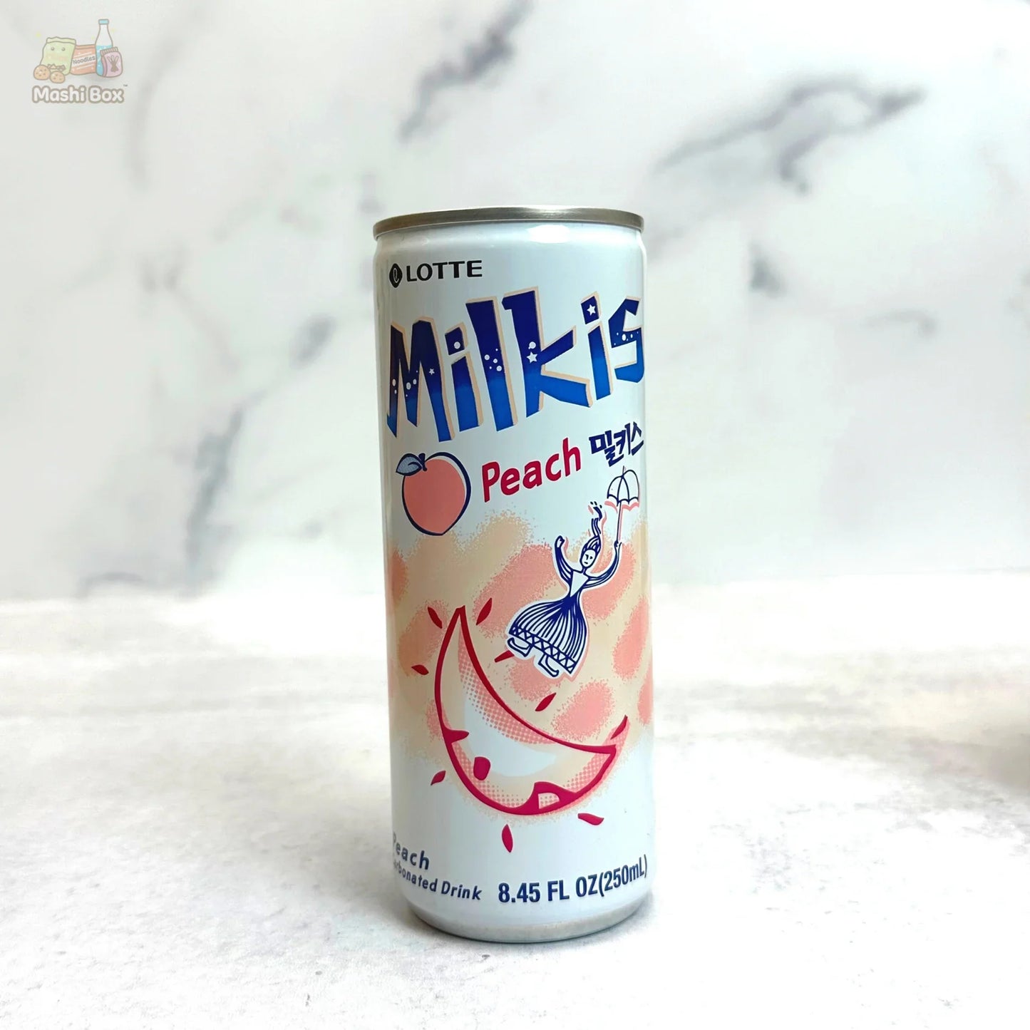 LOTTE KOREA MILKIS CARBONATED FIZZ SODA DRINK PEACH FLAVOR (KOREA)