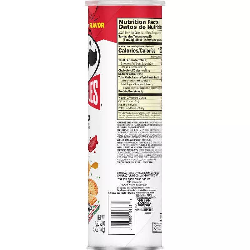 Pringles Pizza Flavored Potato Crisps Chips 5.5oz
