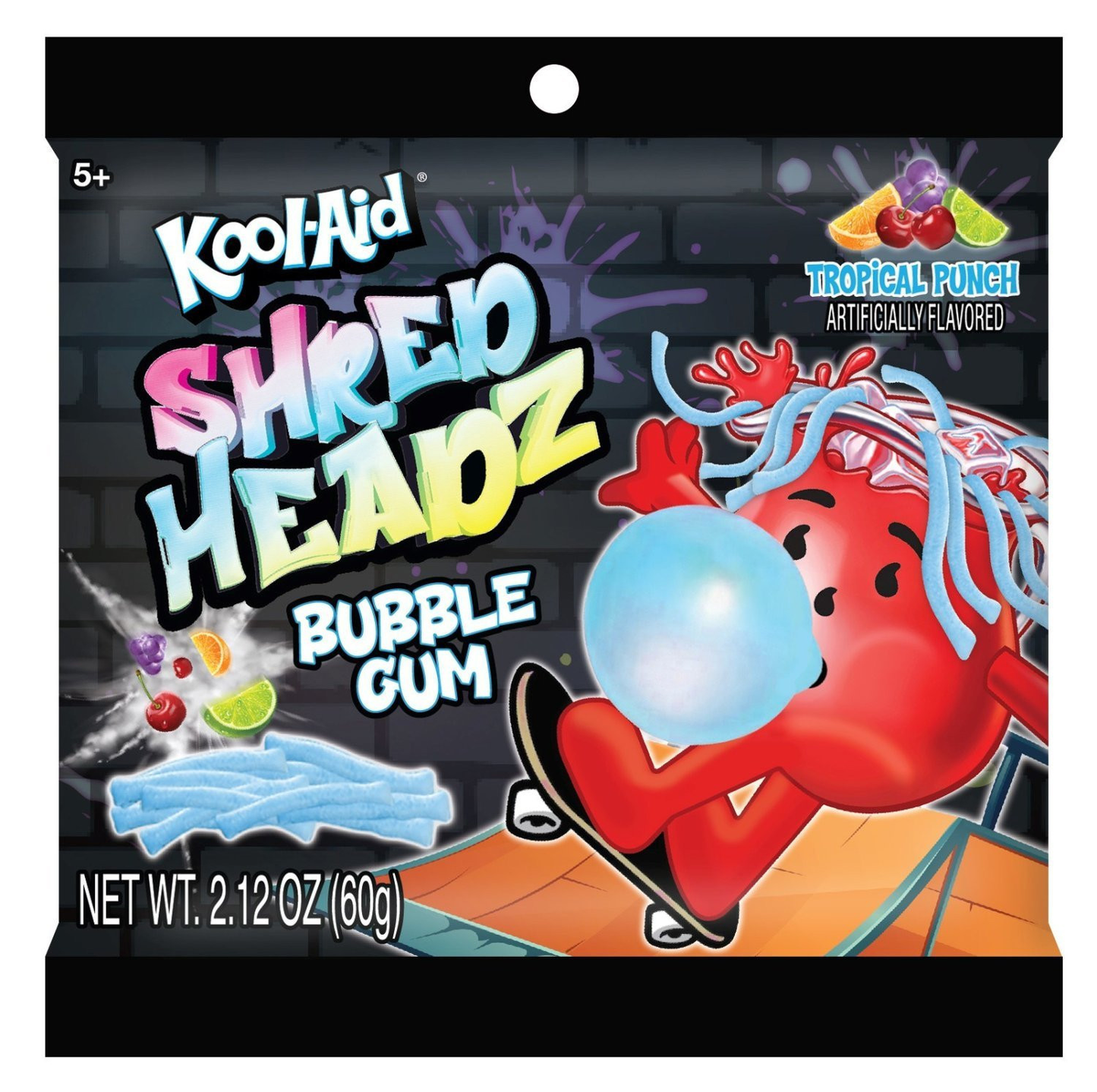 Kool-Aid Shred Headz Tropical Punch Bubble Gum