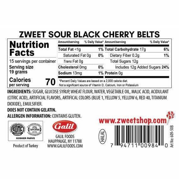 Sour Black Cherry Belts | Zweet | 10 oz