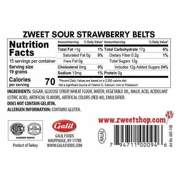 Strawberry Sour Belts | Zweet | 10 oz