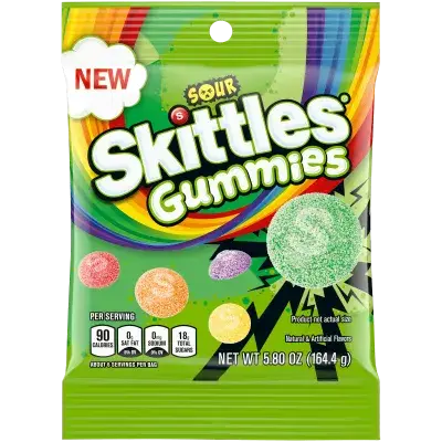 Skittles Gummies Sour Peg Bag 5.8oz - 12ct
