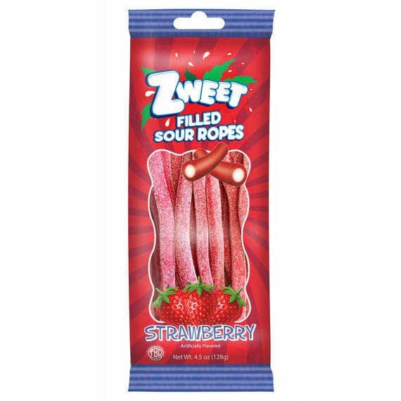 Sour Strawberry Ropes Filled | Zweet | Go-Pack | 4.5 oz