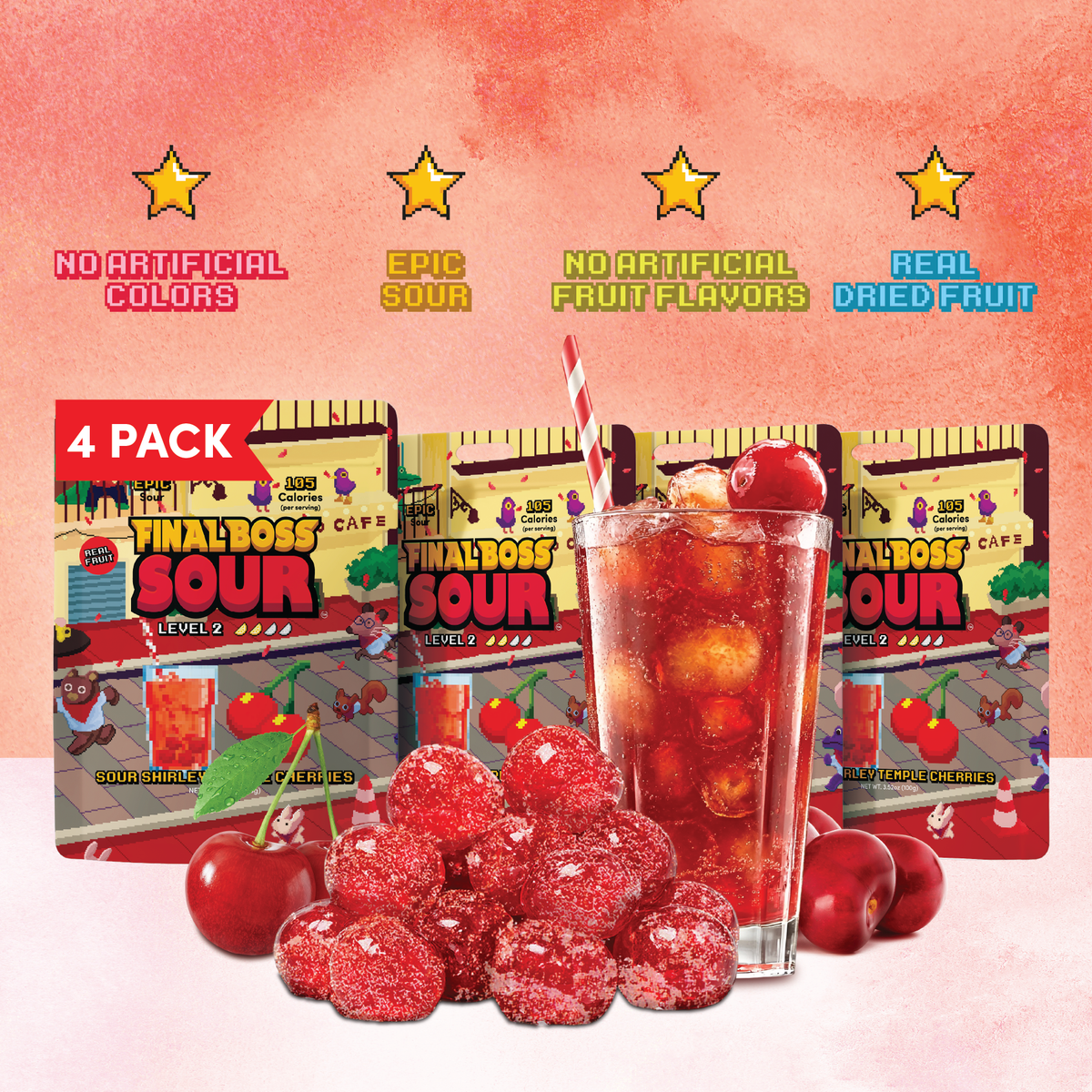 Level 2 Sour Shirley Temple Cherries