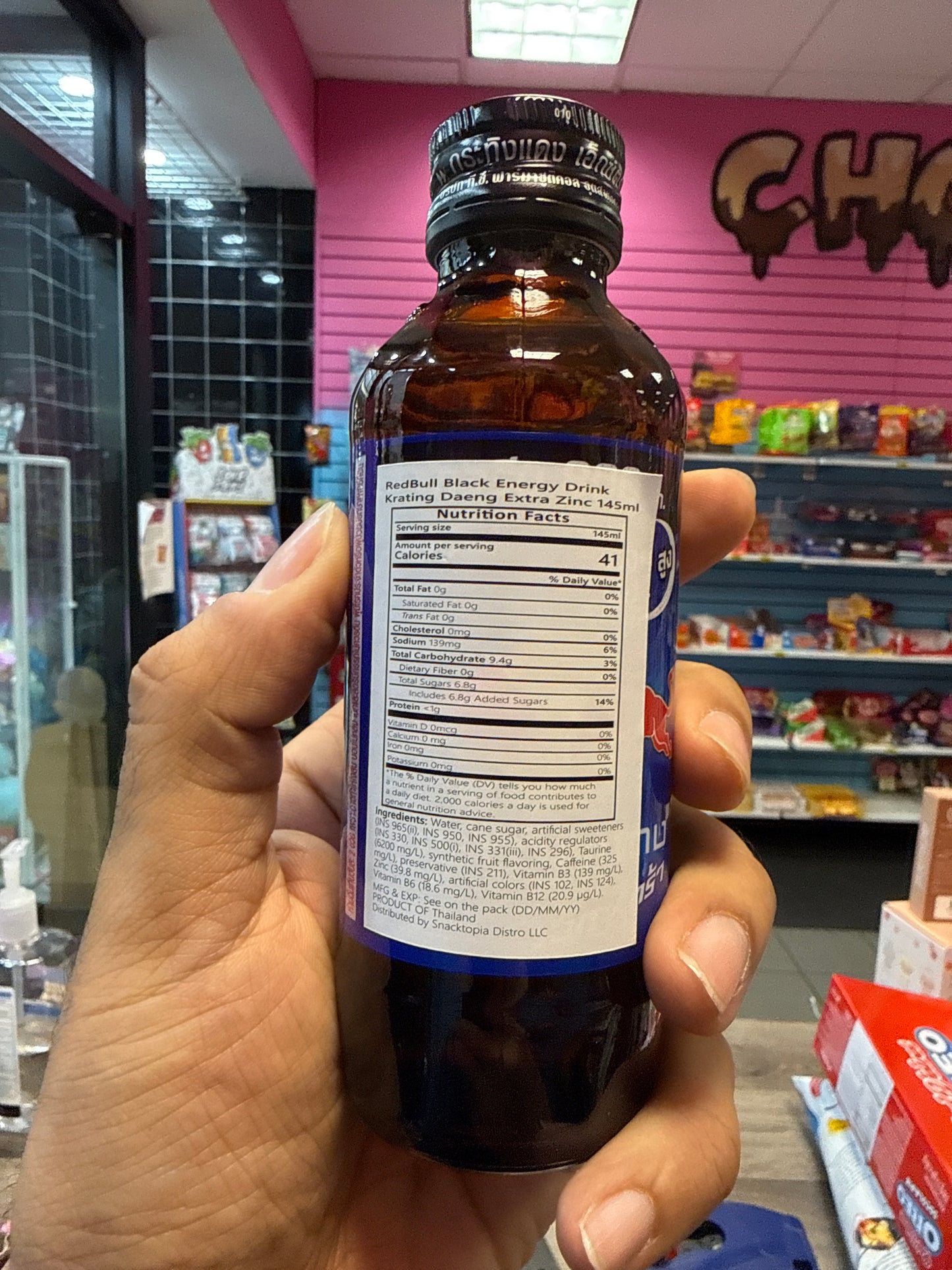 RedBull Black Energy Drink Krating Daeng Extra Zinc 145 ML Glass Bottle