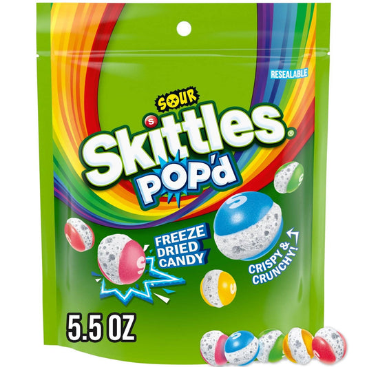 Skittle Pop'd Sour Freeze Dried Candy 5.5OZ