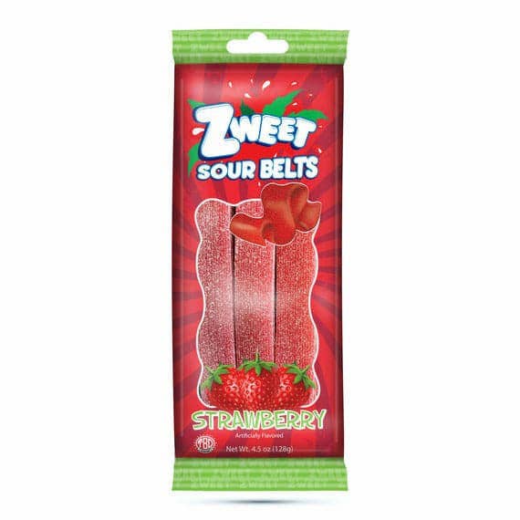 Sour Strawberry Belts | Zweet | Go-Pack | 4.5 oz