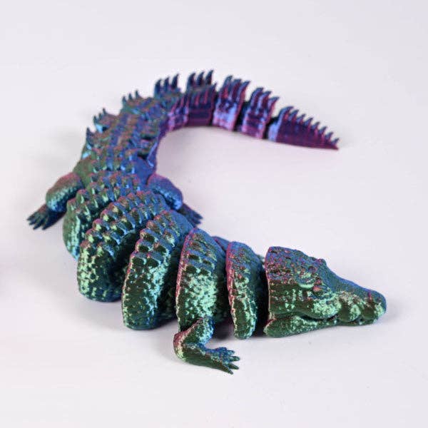 3D Treasures 3D-Printed Articulated Crocodile Fidget Toy (Multiple Colors)