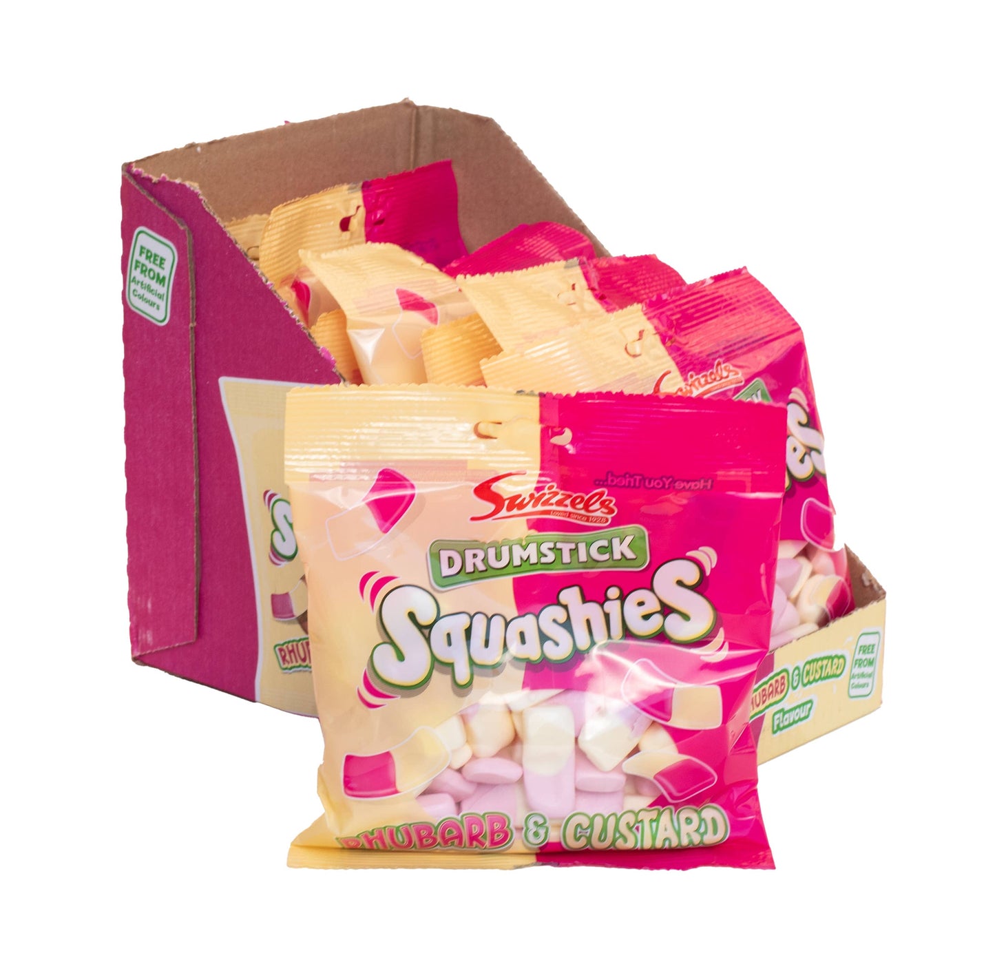 Limited Import Squashies Rhubarb/Custard 140g 12ct