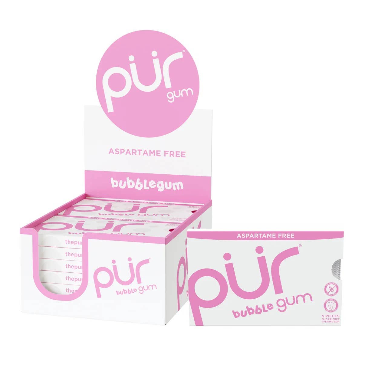 PUR Gum, Bubblegum 9pc Blister.