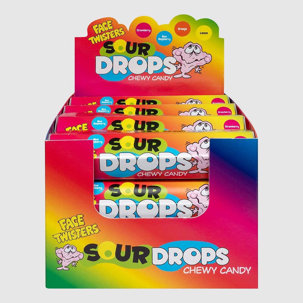 Face Twisters Sour Drops Chewy Candy 3.53oz