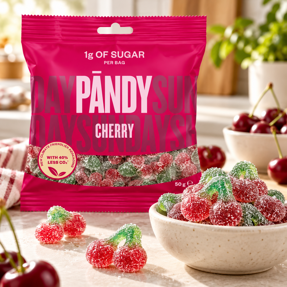 Pändy Cherry – Low-Sugar Swedish Gummy Candy (50gr)