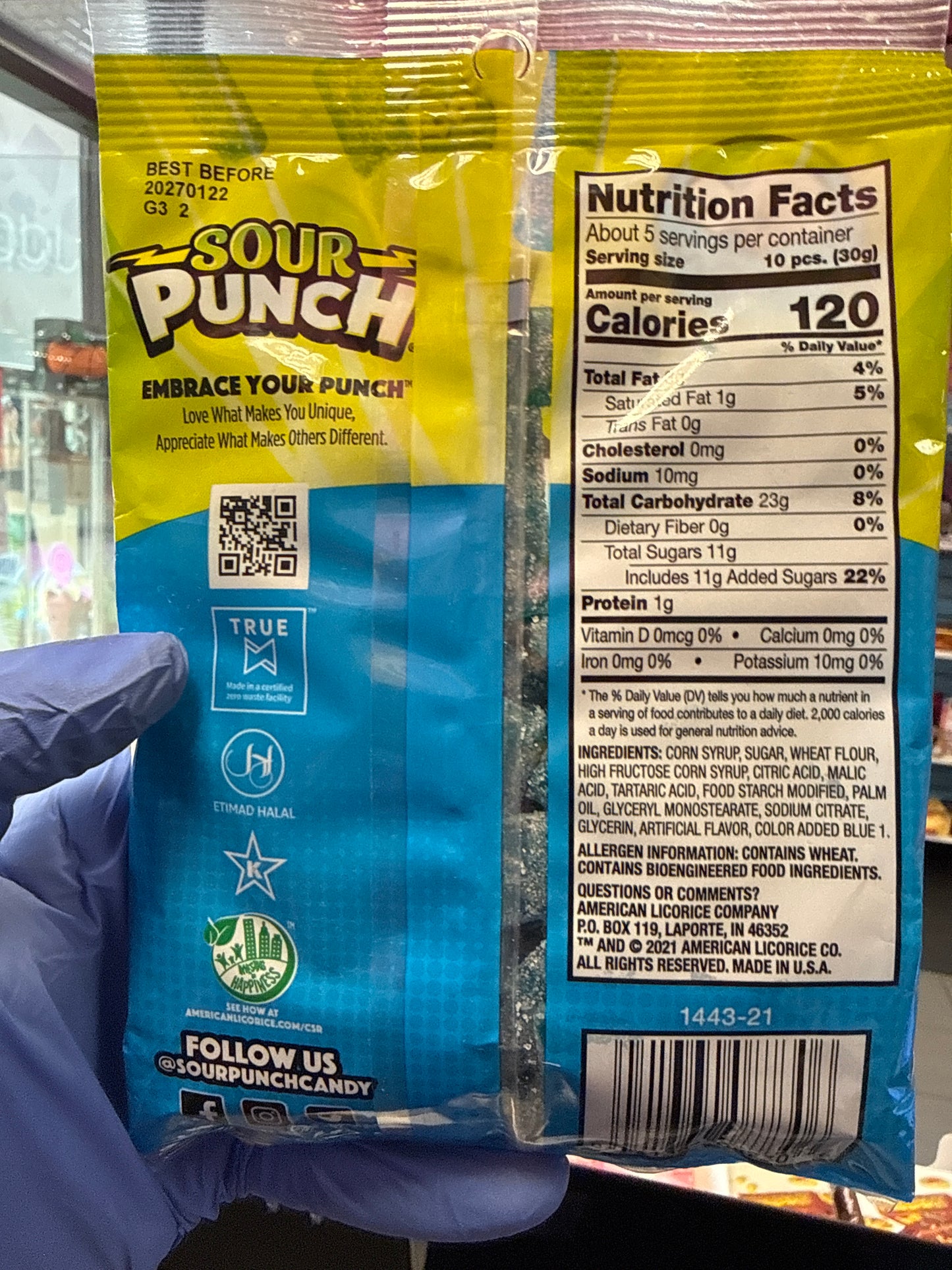Sour punch bites blue raspberry