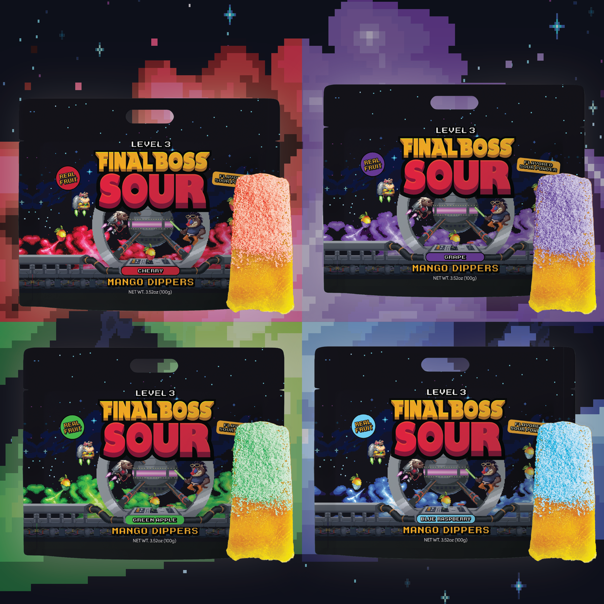 Mango Dippers 1-Pack (Blue Razz, Green Apple, Grape, Cherry)