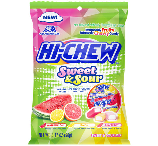 HI-CHEW PEG BAG SWEET & SOUR (GRAPEFRUIT LEMON WATERMELON) (JAPAN)