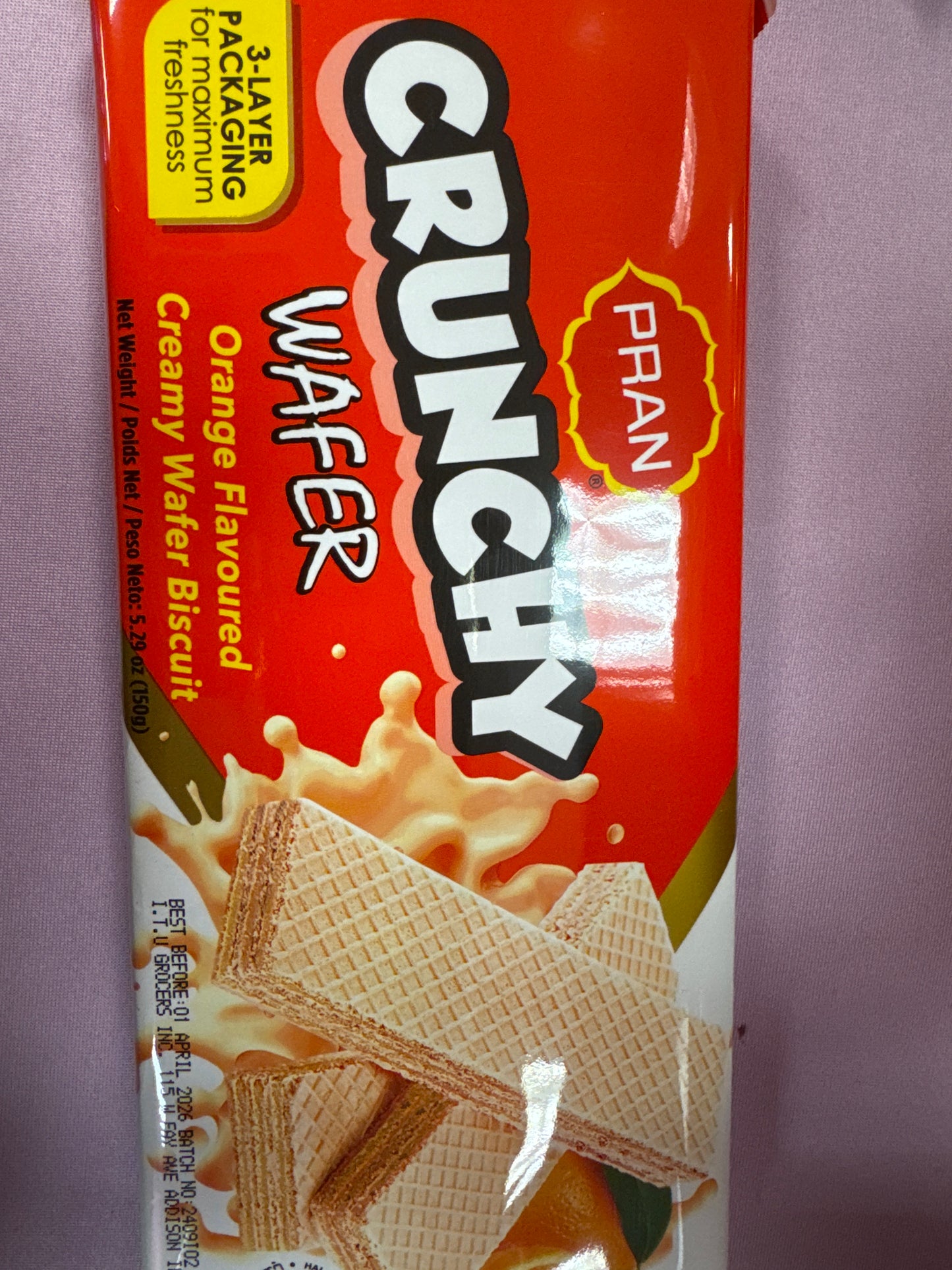 Pran crunchy orange wafer