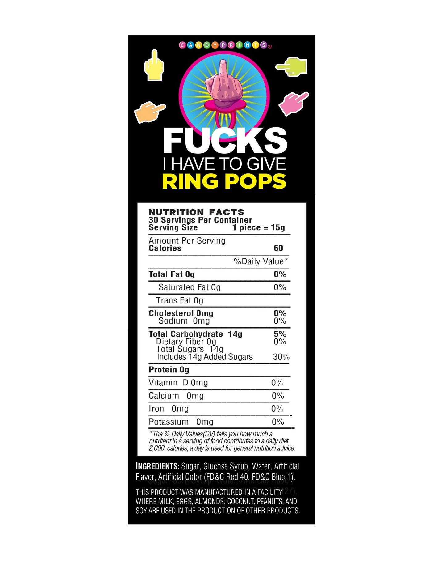 Fucks I Have to Give Middle Finger Ring Pop Display of 30