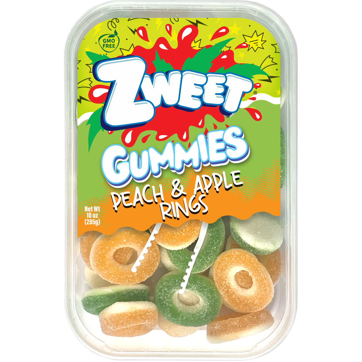 Gummy Peach and Apple Rings | Zweet  | 10 oz