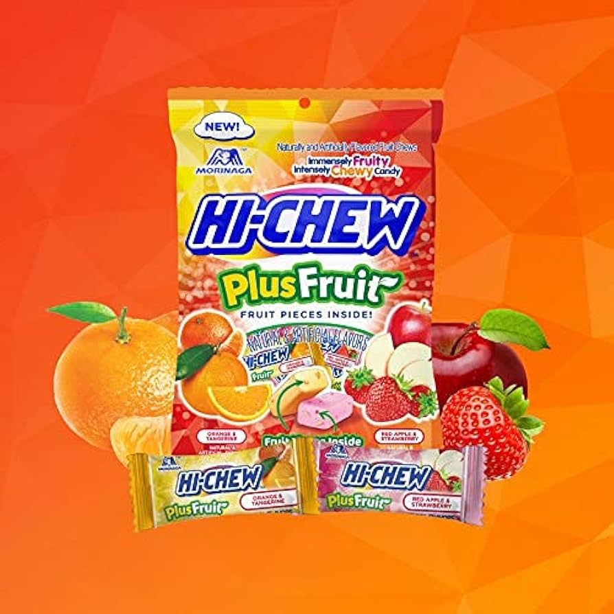 HI-CHEW PEG BAG - PLUS FRUIT (TANG/ORANGE & APPL/STRAW) (JAPAN)
