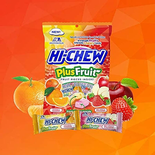 HI-CHEW PEG BAG - PLUS FRUIT (TANG/ORANGE & APPL/STRAW) (JAPAN)