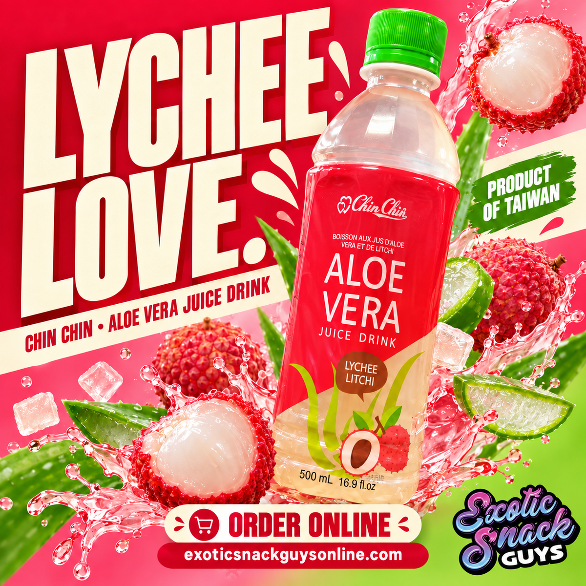 Aloe Vera lychee juice drink by Chinchin product of Taiwan 🇹🇼