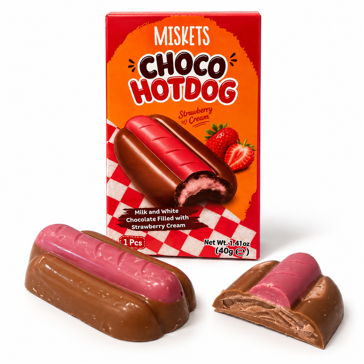 Miskets Choco Hotdog-Strawberry cream 1.41oz