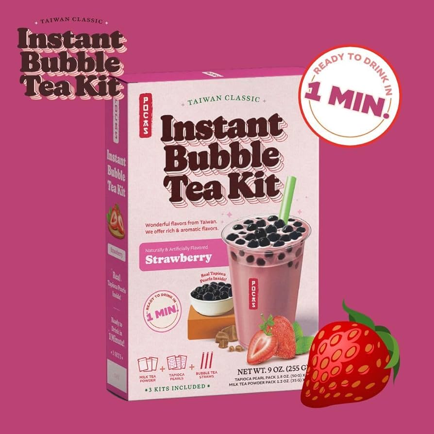 POCAS INSTANT BUBBLE TEA KIT STRAWBERRY (TAIWAN)