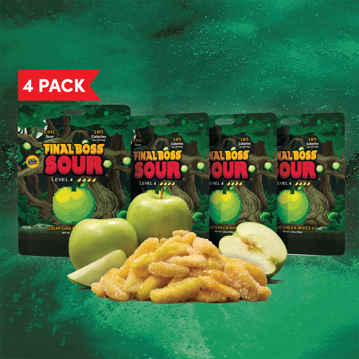 Level 4 Sour Green Apple  - Real Dried Fruit Candy
