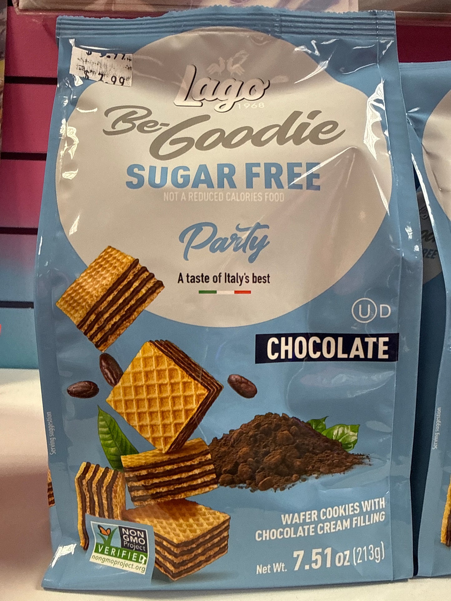 LAGO BE GOODIE, SUGAR-FREE PARTY A TASTE OF ITALY’S BEST CHOCOLATE WAFER COOKIES WITH CHOCOLATE CREAM, FILLING PRODUCT OF ITALY 🇮🇹
