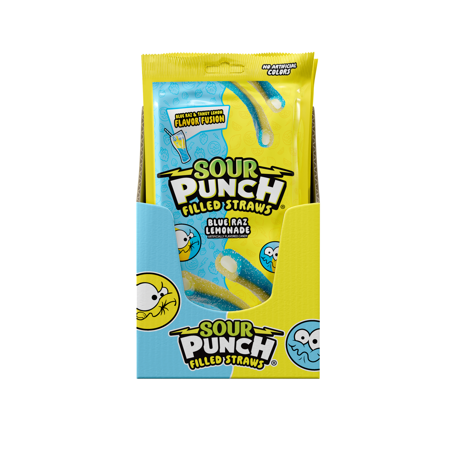 SOUR PUNCH STRAWS FILLED WITH BLUE RAZ LEMONADE