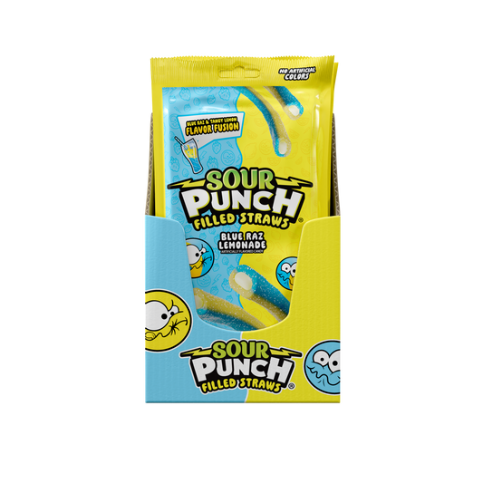 SOUR PUNCH STRAWS FILLED WITH BLUE RAZ LEMONADE