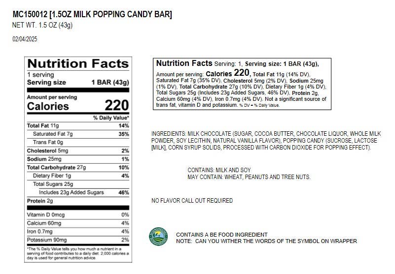 Moodibars SWEET Easter Milk Popping Candy bar