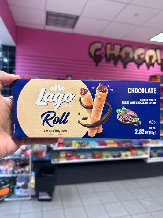 Lago 1968 ROLL A TASTE OF ITALY’S BEST CHOCOLATE ROLLED WAFER FILLED WITH CHOCOLATE CREAM PRODUCT OF ITALY 🇮🇹