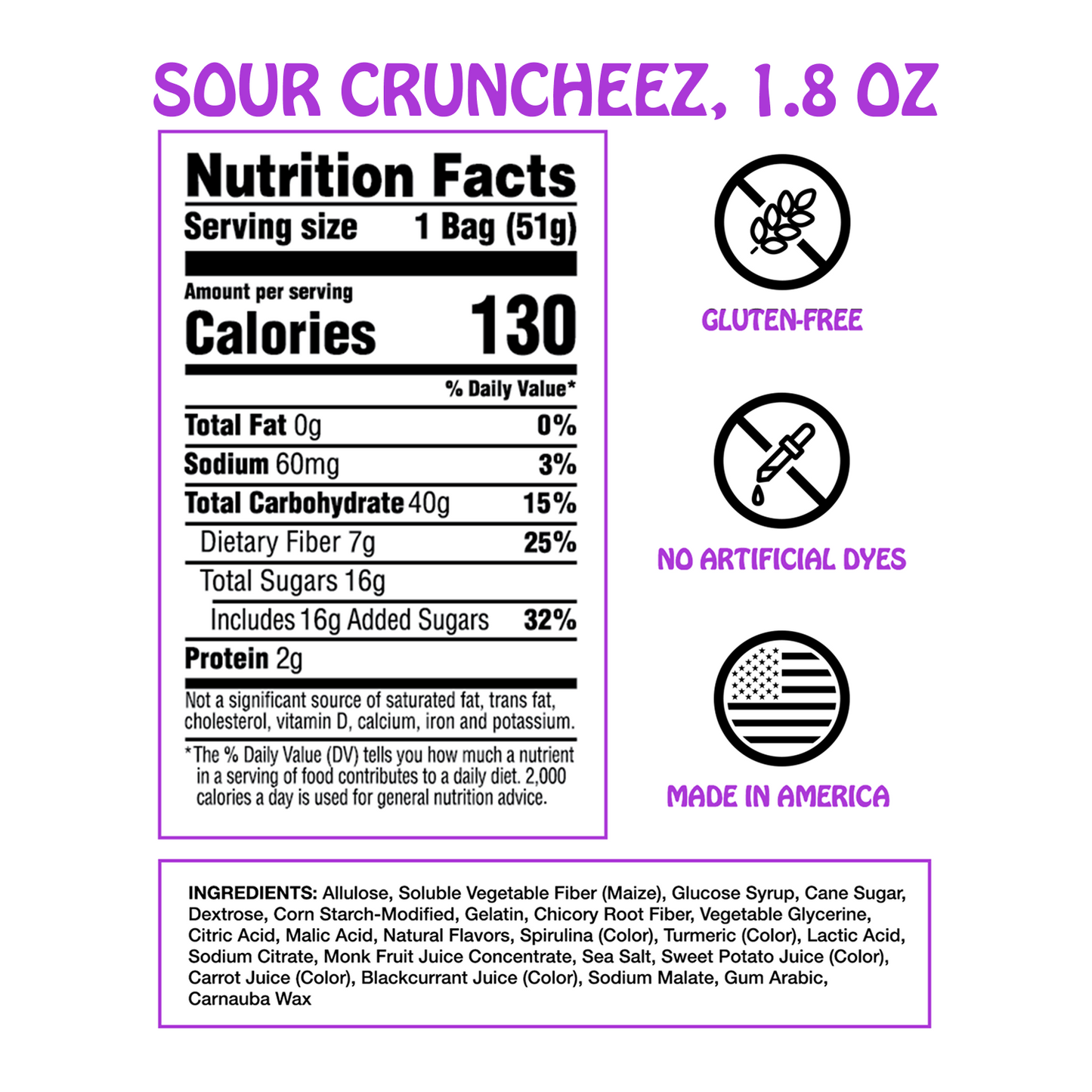 NEW Sour Gummy Cruncheez 1.8oz -