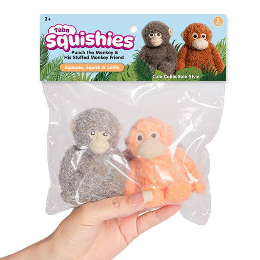 Taba Squishies® Punch the Monkey & His Stuffed Monkey Friend Fidget Toys (2pc)