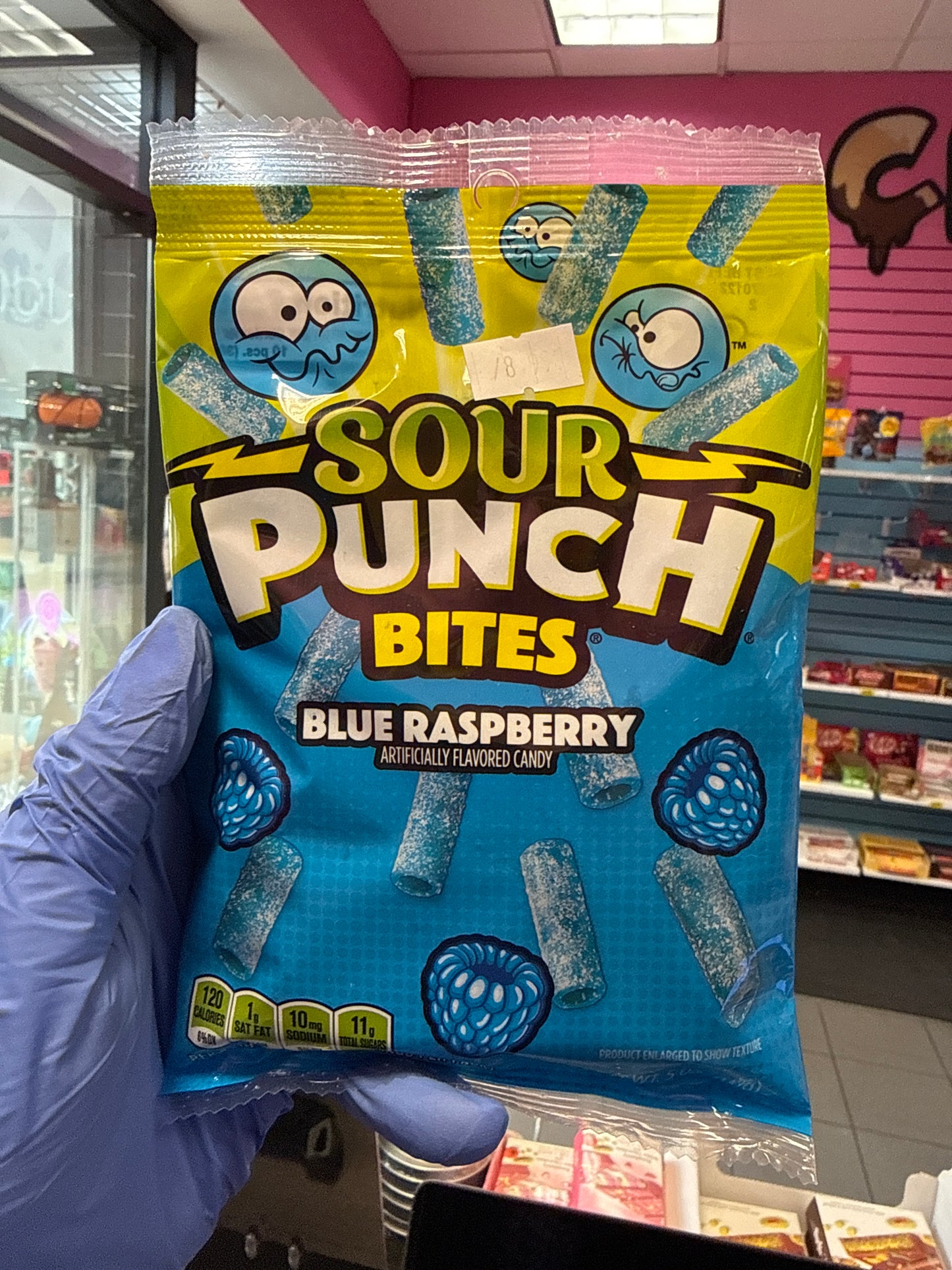 Sour punch bites blue raspberry