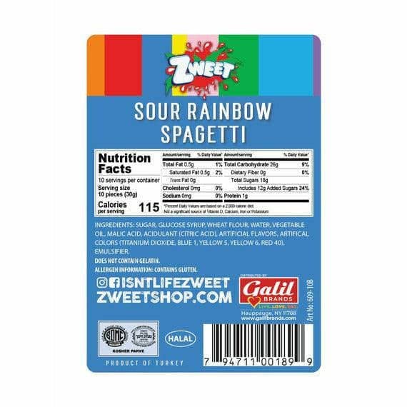 Sour Rainbow Silly Spagetti | Zweet | 10 oz