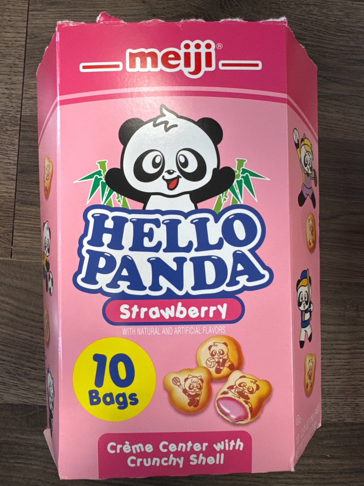 Hello Panda Strawberry creme center with crunchy shell