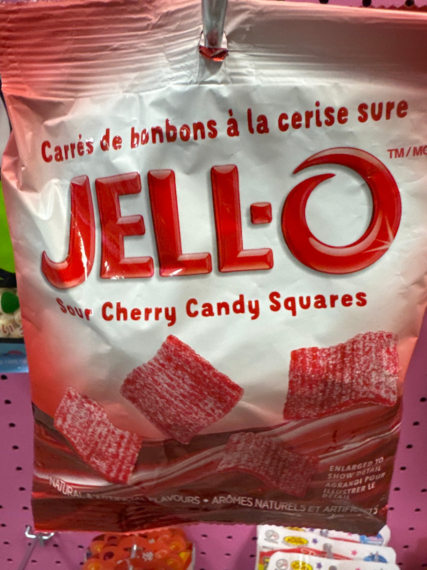 JELL-O sour cherry candy (USA)