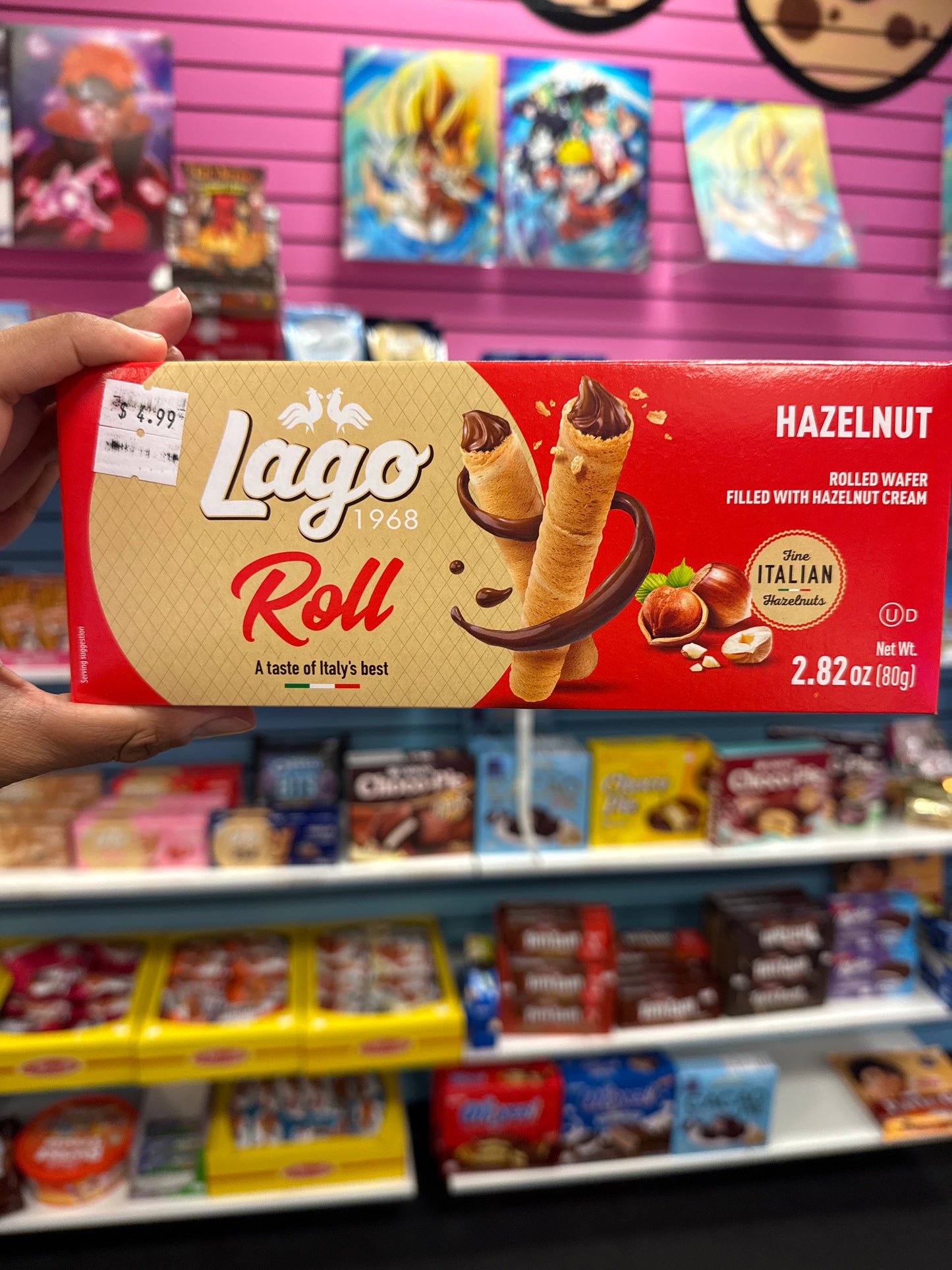 LAGO 1968 ROLL A TASTY OF ITALY’S BEST HAZELNUT ROLLED WAFER FILLED WITH HAZELNUT CREAM PRODUCT OF ITALY 🇮🇹